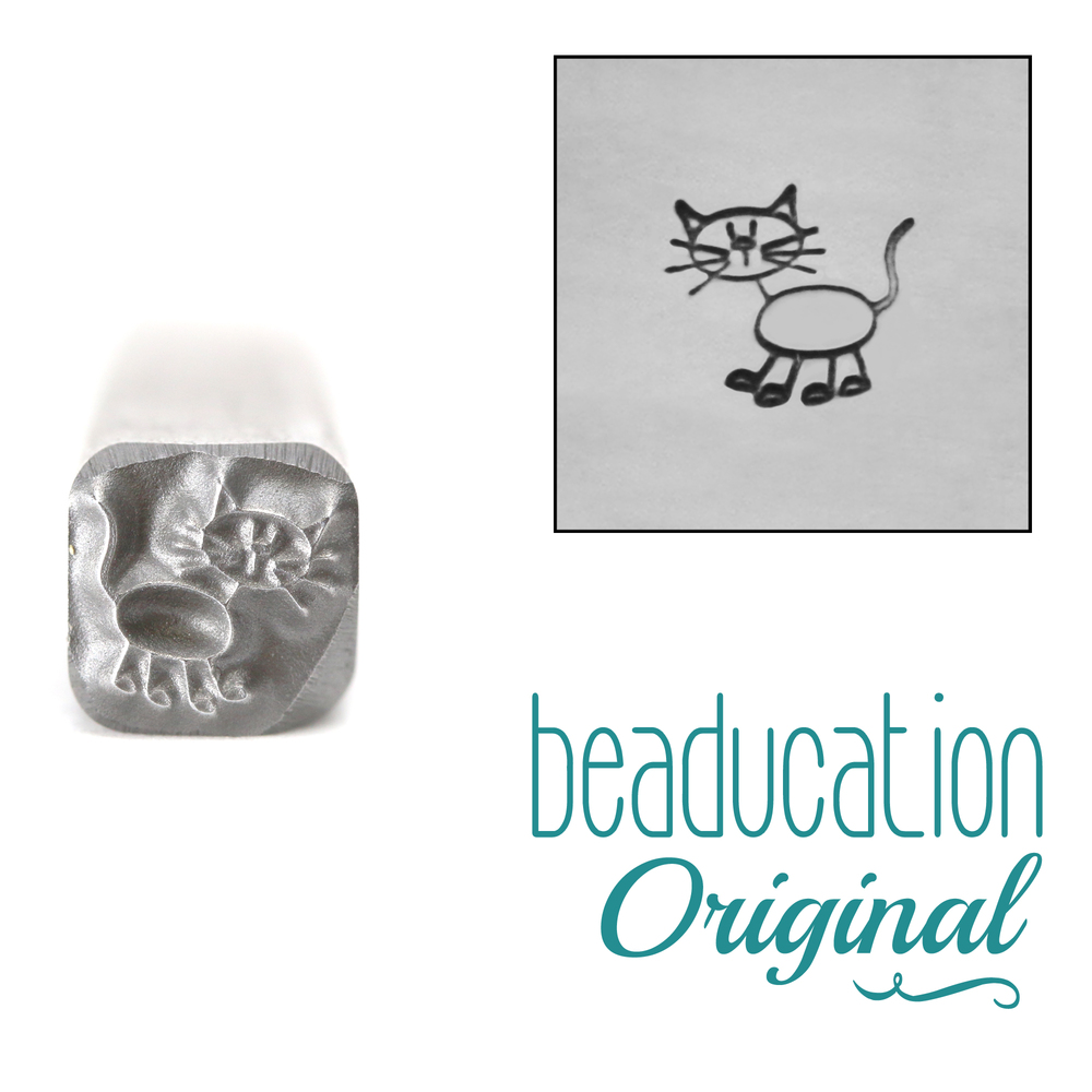 Metal Stamping Tools Cat Stick Figure Metal Design Stamp- Beaducation Original